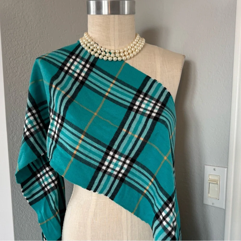 100% Cashmere Tiffany Blue Tartan from Scotland 68”x13”